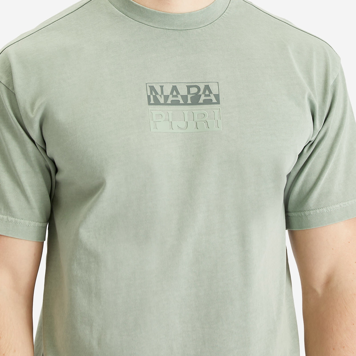 Napapijri Men's Split Logo T-Shirt in Green Mil G1