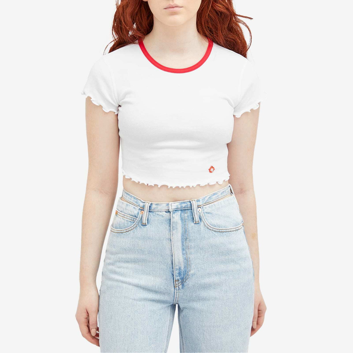Alexander Wang Women's Lettuce Hem Crew Neck Baby T-Shirt in