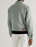 TOM FORD - Leather-Trimmed Garment-Washed Denim Blouson Jacket - Green