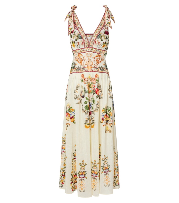 Photo: Camilla Embellished printed linen and silk maxi dress