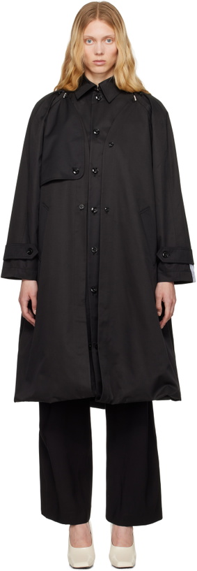 Photo: Rokh Black Balloon Shape Buttoned Trench Coat