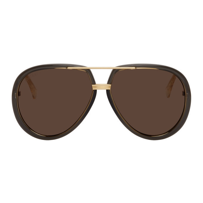 Photo: Gucci Grey and Gold Aviator Sunglasses