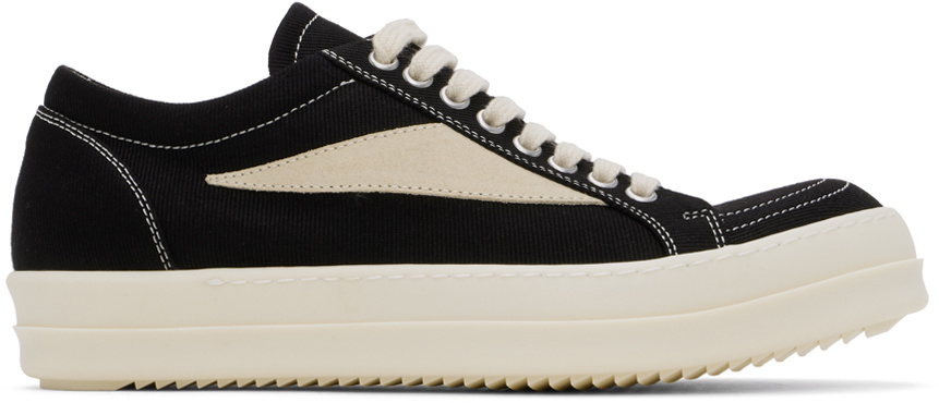 【RICK OWENS】ダークシャドウ PORTERVILLE HIGH VINTAGE SNEAKS Black Porterville Jumbo Laced Abstract Sneakers by Rick