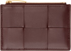 Bottega Veneta Burgundy Cassette Zippered Card Holder