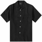 Portuguese Flannel Men's Linen Camp Vacation Shirt in Black