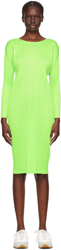 Photo: Pleats Please Issey Miyake Green Monthly Colors September Midi Dress
