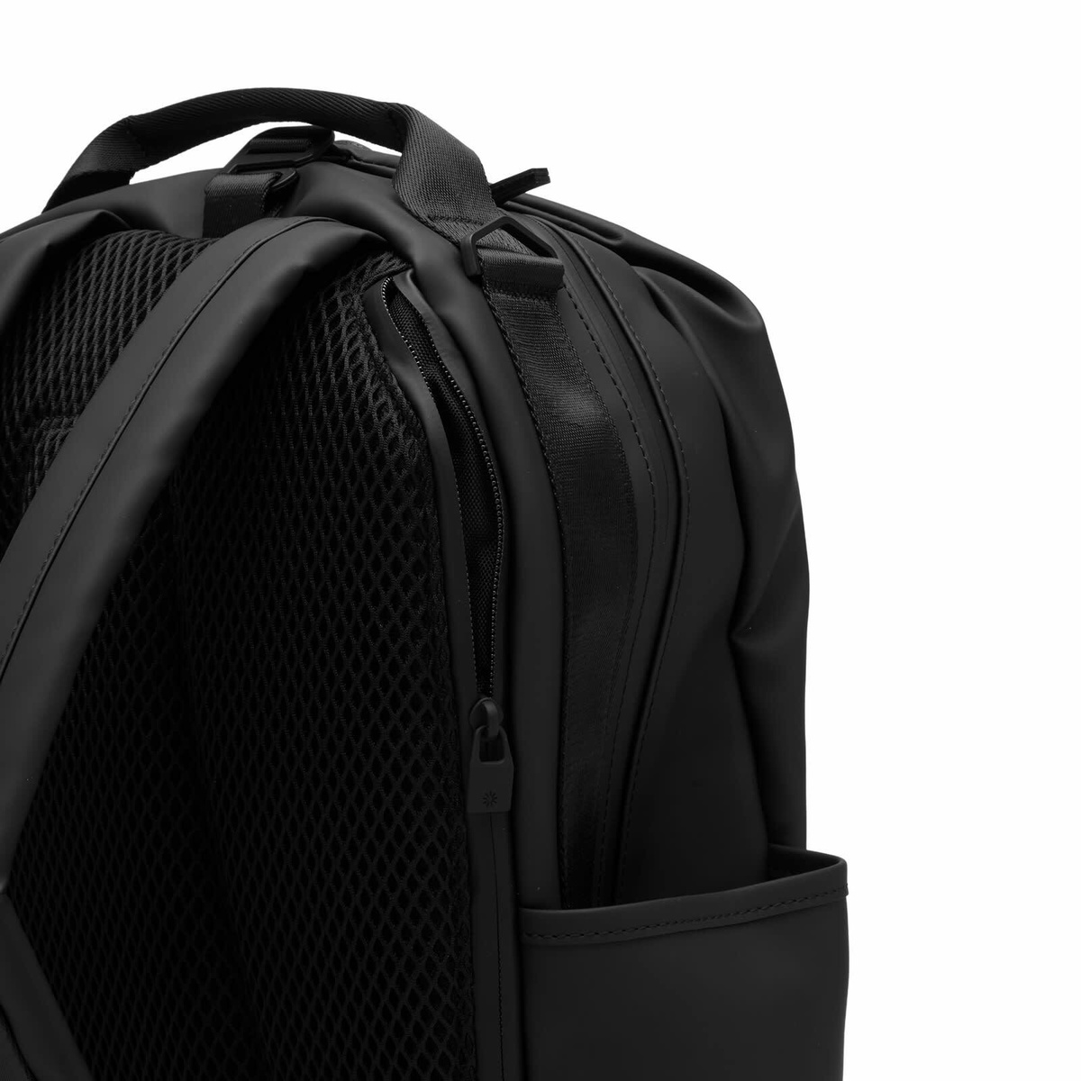 RAINS Clip Front Backpack in Black 