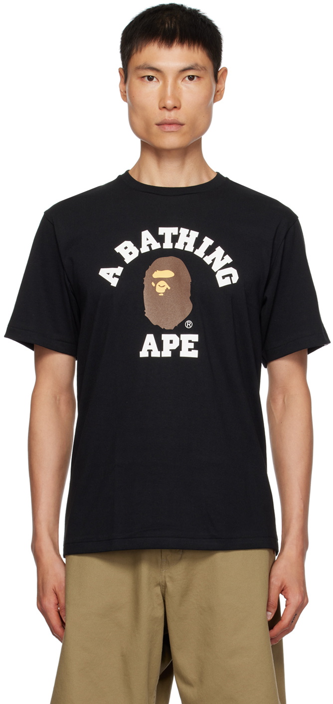 【A BATHING APE】 BAPE College L/S T-Shirt Black A BATHING APE® College Relaxed Fit Ls Tee | Bape official