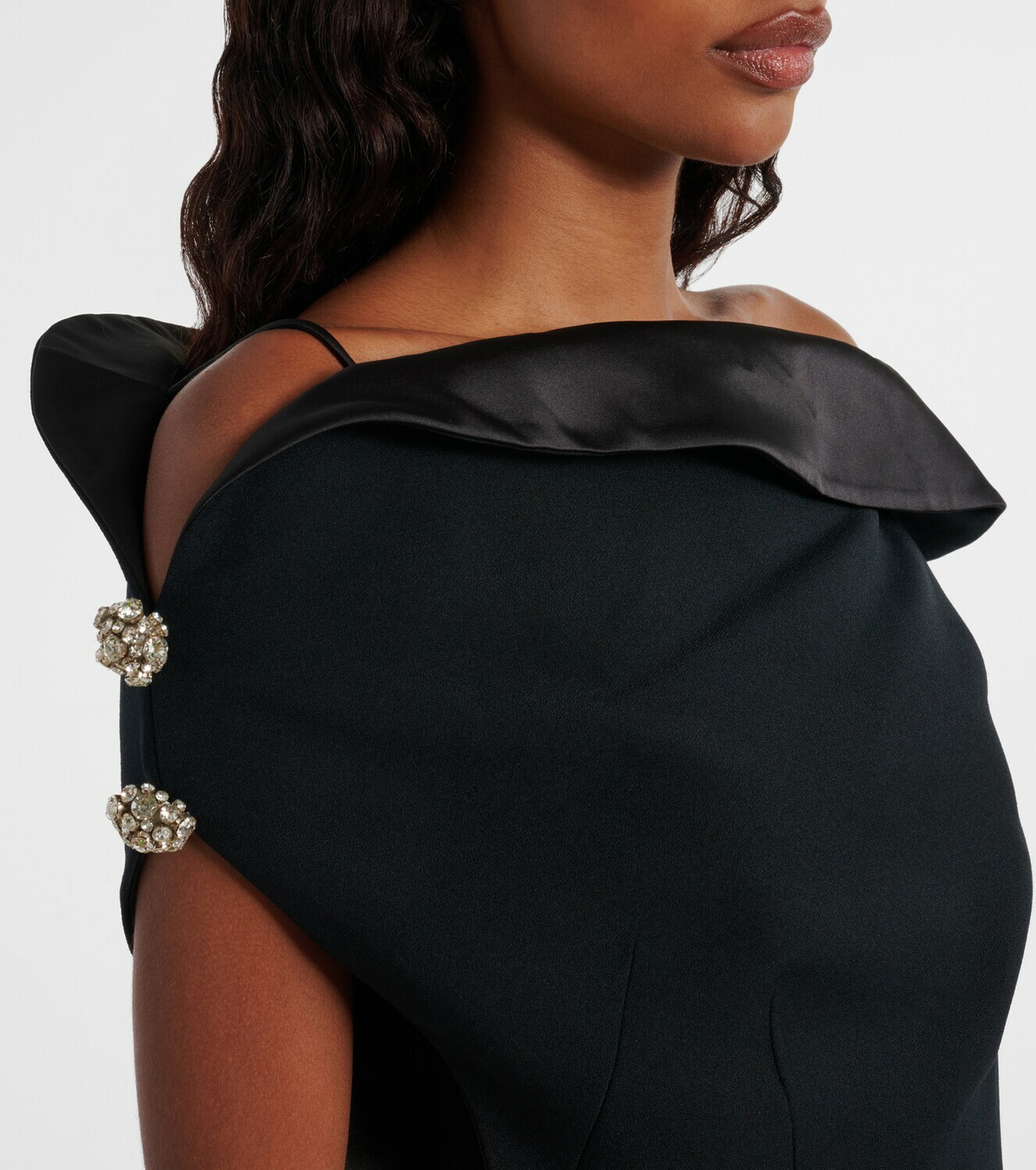 Safiyaa Reina asymmetric embellished midi dress