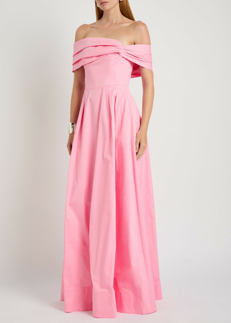 Rebecca Vallance Dianthe Off-the-shoulder Stretch-cotton Maxi Dress Pink