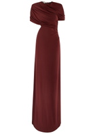 Stella Mccartney Draped Cape-effect Jersey Gown Burgundy