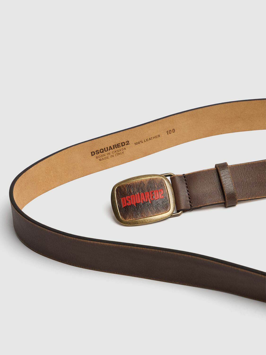 DSQUARED2 35mm Logo Plaque Leather Belt Dsquared2