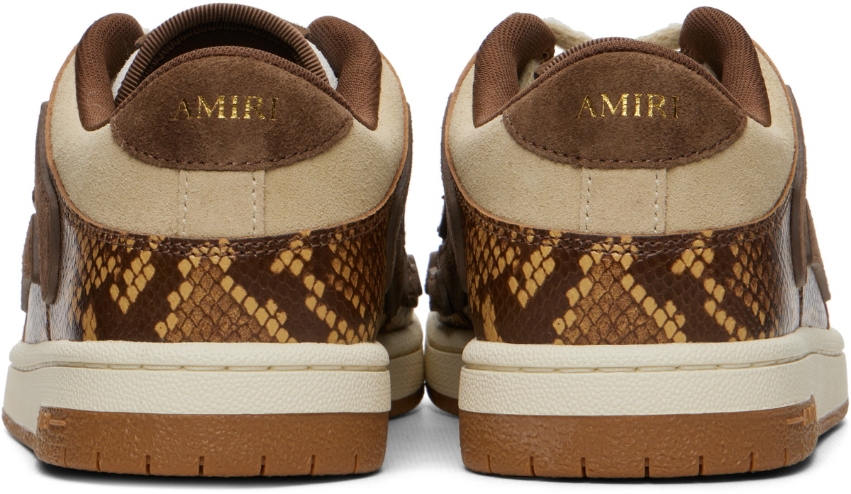 AMIRI Brown & White Printed Python Skel Top Low Sneakers