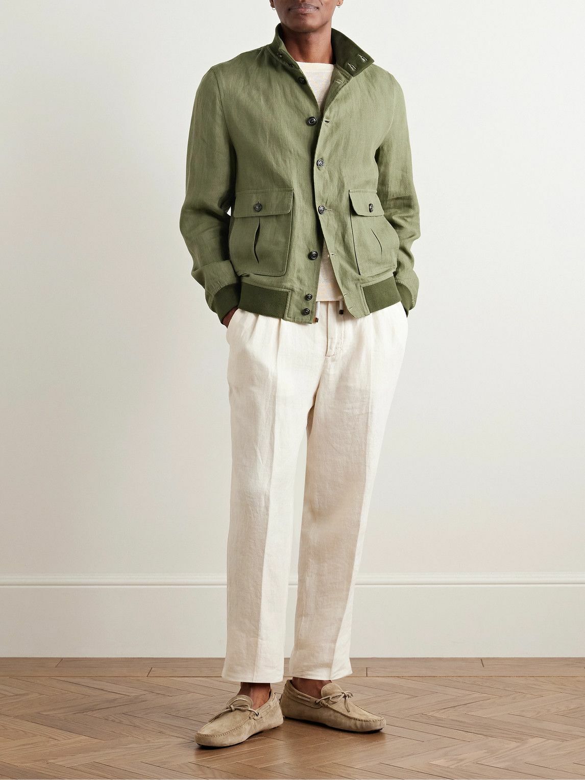 Valstar - Valstarino Linen Bomber Jacket - Green Valstarino