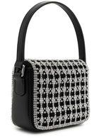 Self-portrait Micro Crystal-embellished Satin and Leather top Handle bag - Black - One Size
