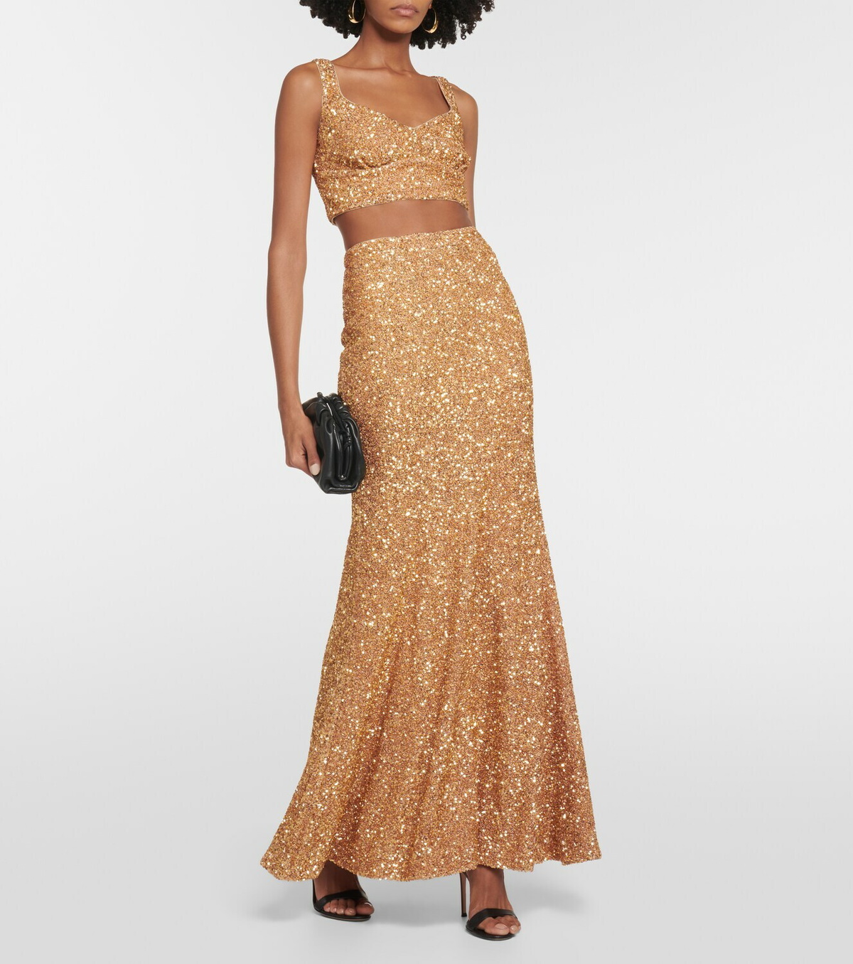 self portrait brown sequin maxi dress Brown Rhinestone Mesh Maxi Dress – self-portrait main image 1