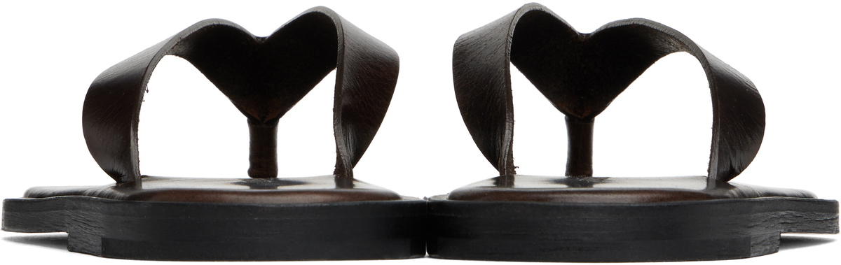 AURALEE Brown Leather Tong Flip-Flops