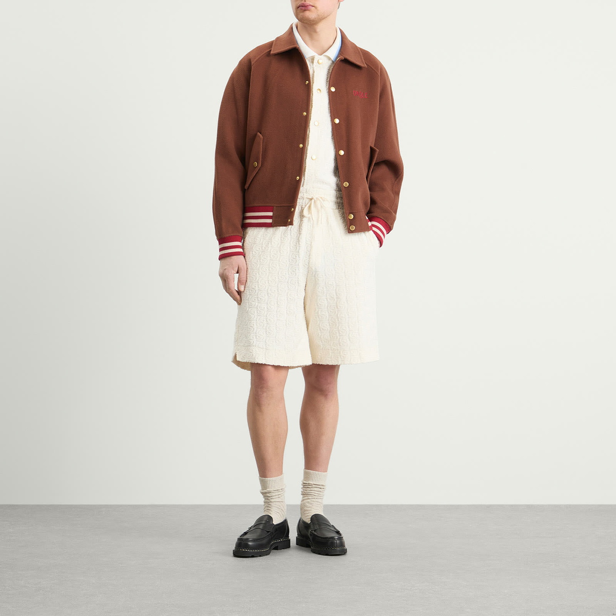 Drôle de Monsieur Men's Wool Bomber Jacket in Chocolate