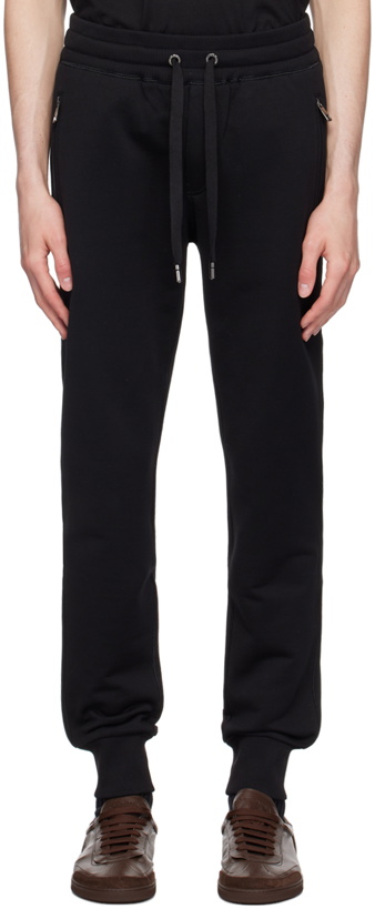 Photo: Dolce&Gabbana Black Logo Plaque Sweatpants