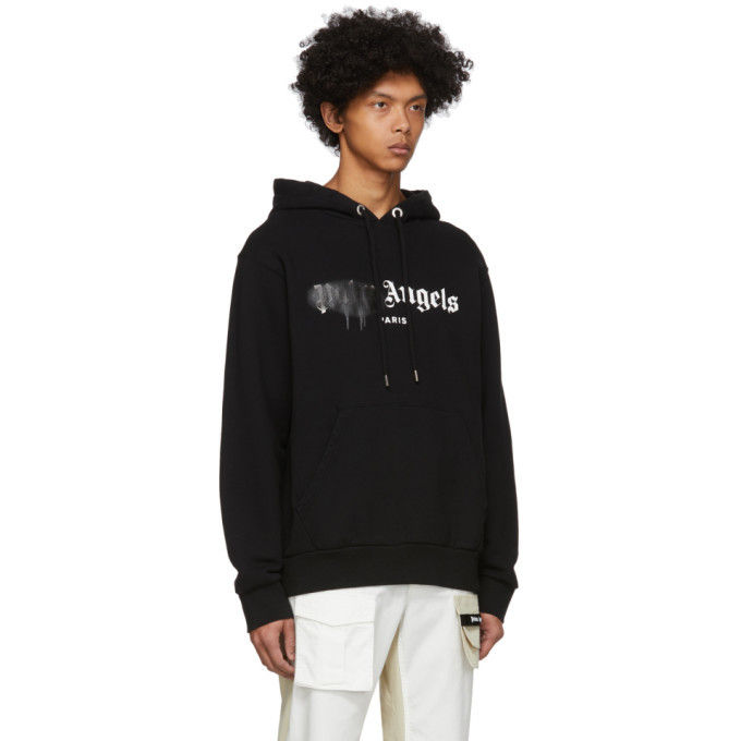 Palm Angels Paris Sprayed Logo Hoodie Black