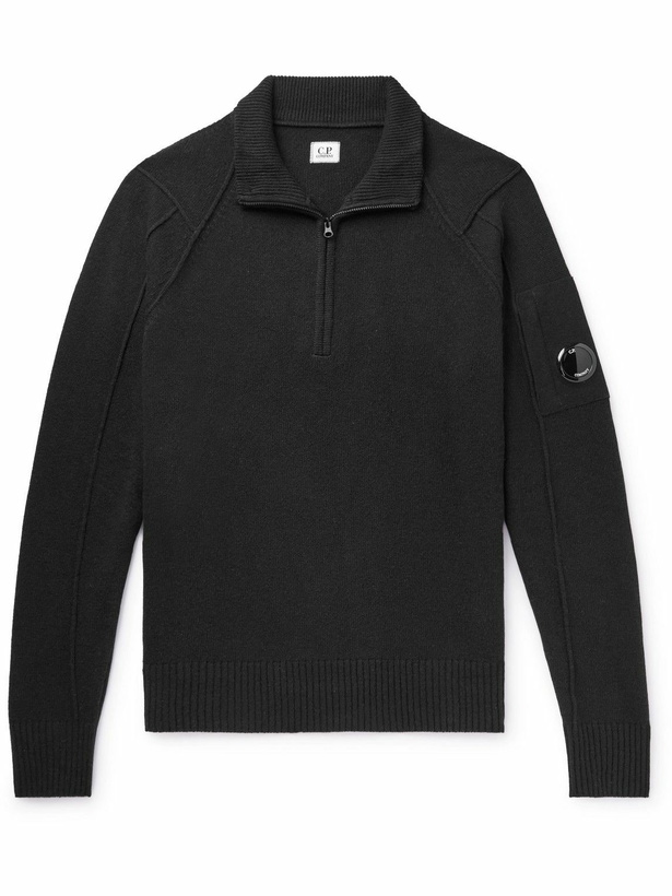 Photo: C.P. Company - Logo-Appliquéd Wool Half-Zip Sweater - Black