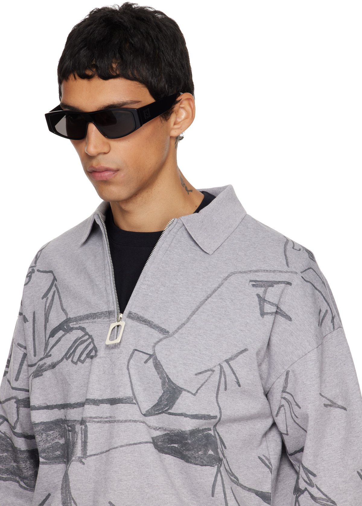 Fendi Black 'FF' Squared Sunglasses