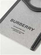 BURBERRY - Leather-Trimmed Logo-Print Canvas Pouch with Lanyard - Gray