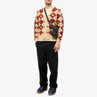 Acne Studios Kwanny Argyle Face Cardigan in Biscuit Beige/Deep Red