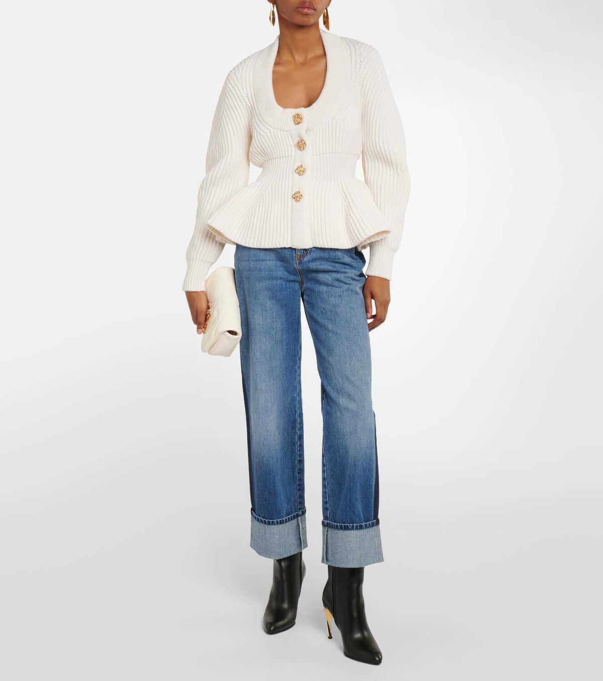 Alexander McQueen Peplum wool and cashmere cardigan Alexander McQueen