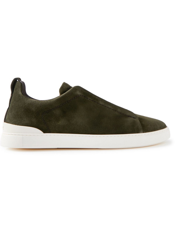 Photo: Zegna - Suede Slip-On Sneakers - Green