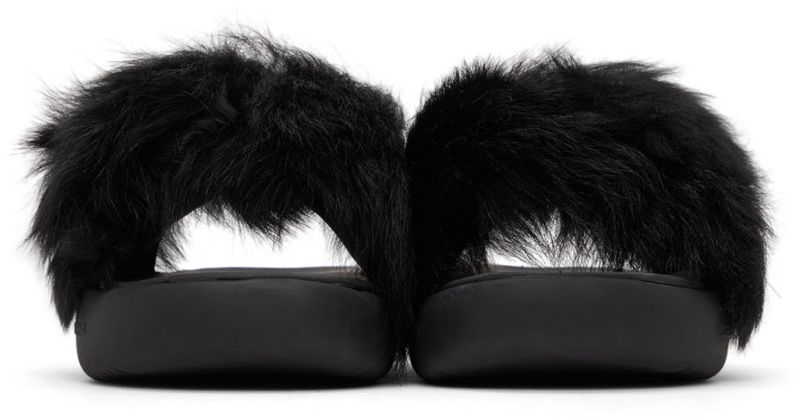 C2H4 Black Fuzzy Proton Sandals C2H4 display picture 1
