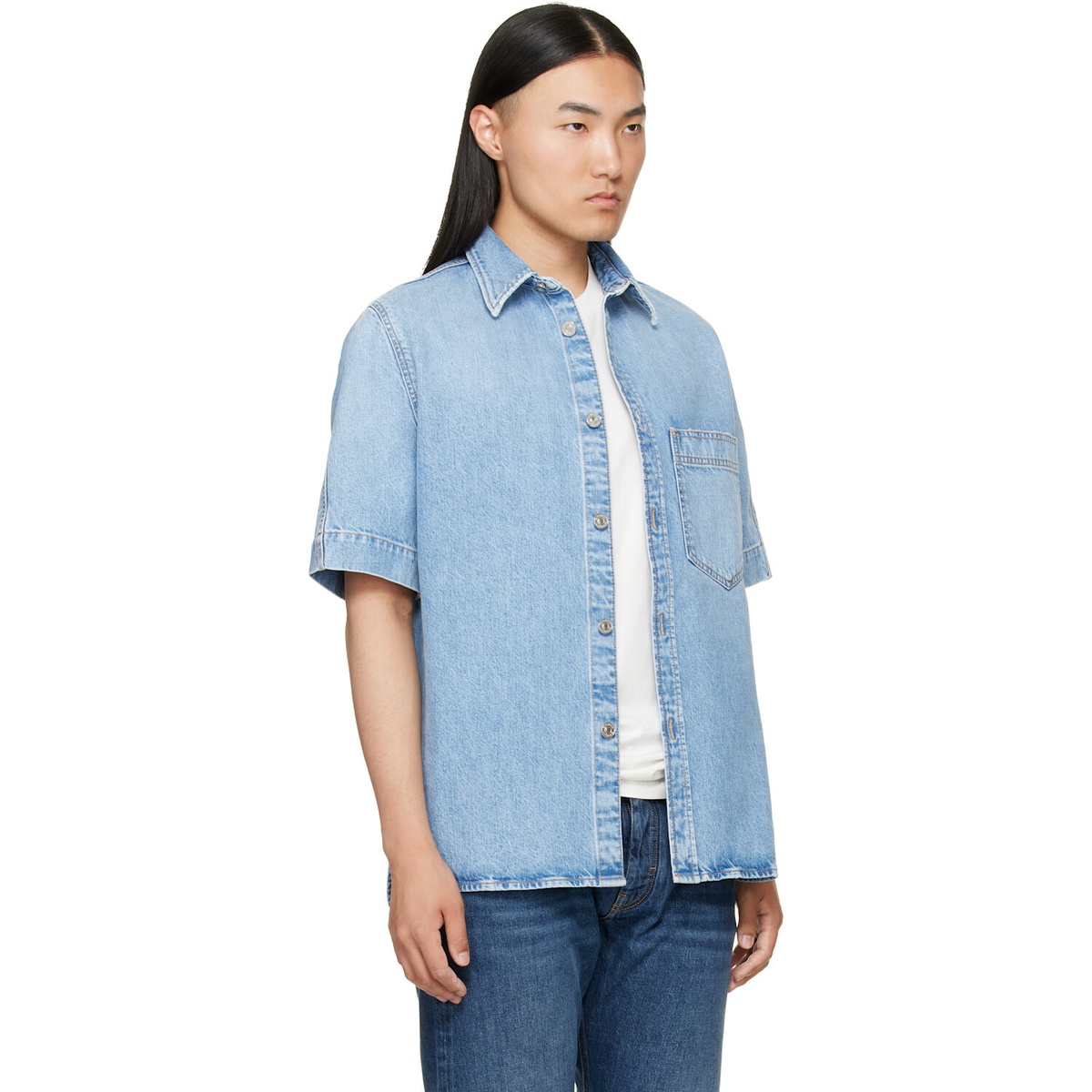 Givenchy Blue Couture Seam Denim Shirt