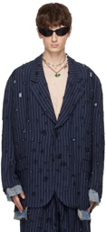 Acne Studios Navy Distressed Blazer