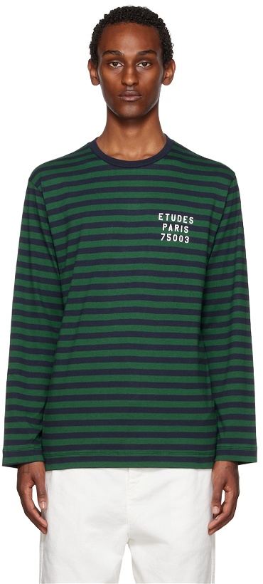 Photo: Études Navy & Green Striped Long Sleeve T-Shirt