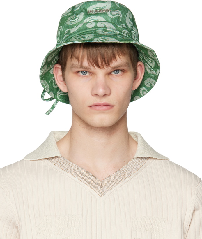 Photo: Jacquemus Green Le Raphia 'Le Bob Gadjo' Bucket Hat