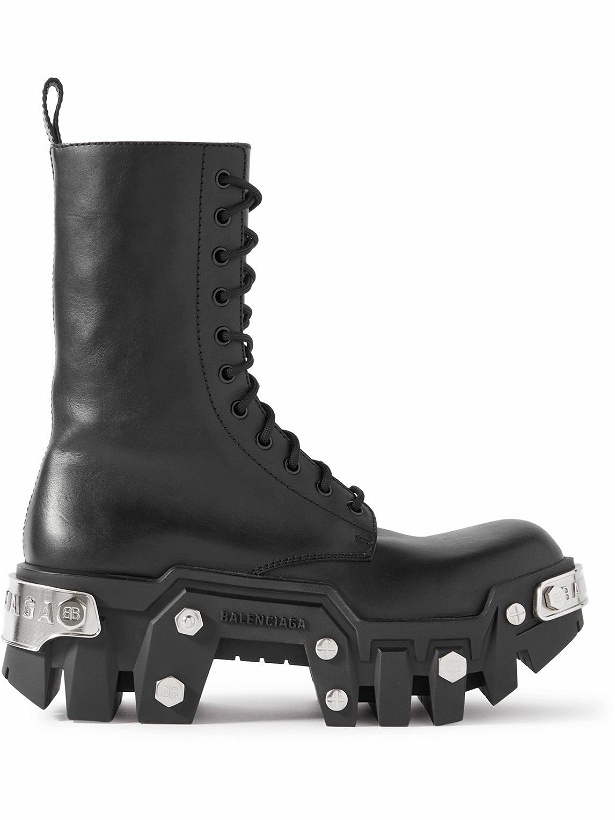 Photo: Balenciaga - Bulldozer Embellished Leather Boots - Black