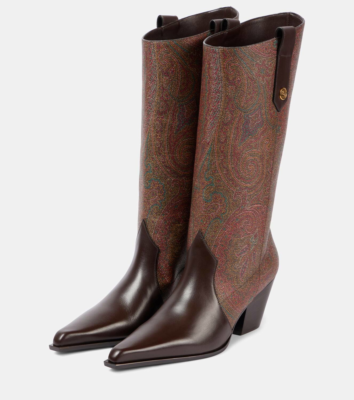 Etro Paisley jacquard knee-high boots