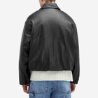 Represent Men's Faux Leather Bomber Jacket in Jet Black