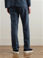 Mr P. - Mike Straight-Leg Pleated Wool, Silk and Linen-Blend Suit Trousers - Blue