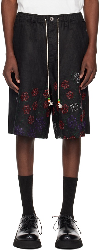 Photo: Glass Cypress Black Embroidered Shorts