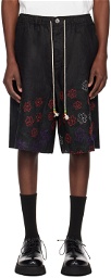 Glass Cypress Black Embroidered Shorts