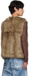 Andersson Bell Brown Curved Placket Reversible Faux-Leather & Faux-Fur Vest