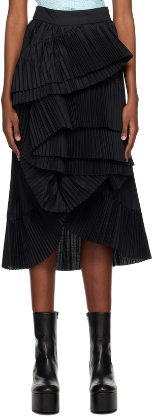 Photo: Dries Van Noten Black Pleated Midi Skirt