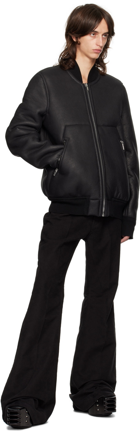 Rick Owens Black Porterville Classic Flight Reversible Leather