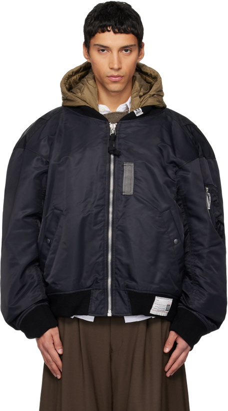 Photo: Maison MIHARA YASUHIRO Black Extended Placket Hood Flight Jacket