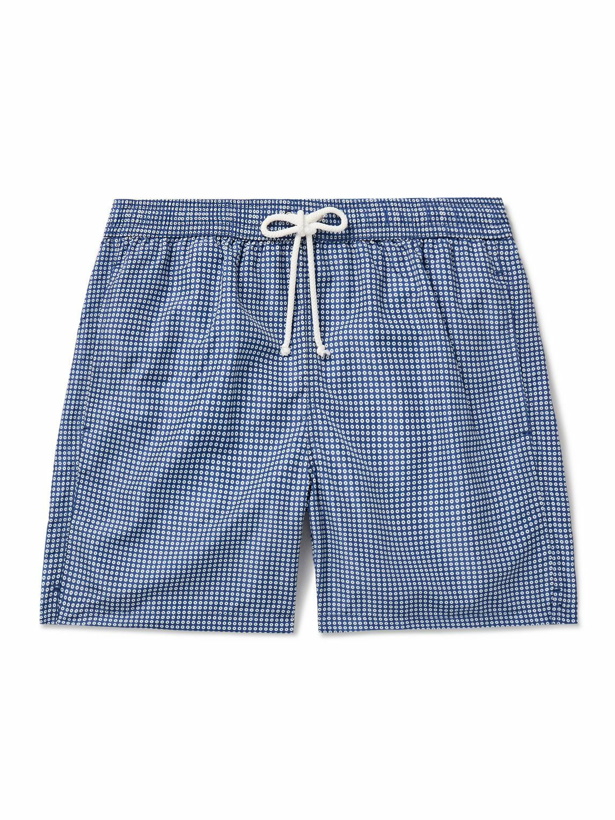 Photo: Anderson & Sheppard - Straight-Leg Mid-Length Floral-Print Swim Shorts - Blue