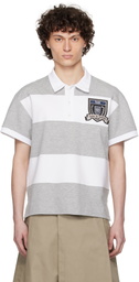 GmbH White & Gray Paneled Polo