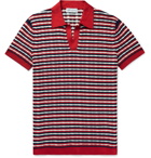 Odyssee - Murphy Slim-Fit Striped Crocheted Cotton Polo Shirt - Red