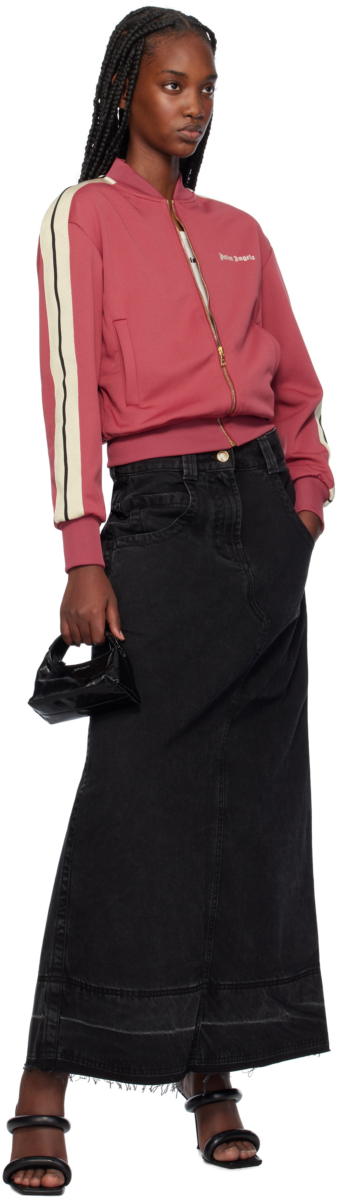 Palm Angels Black Split Denim Maxi Skirt