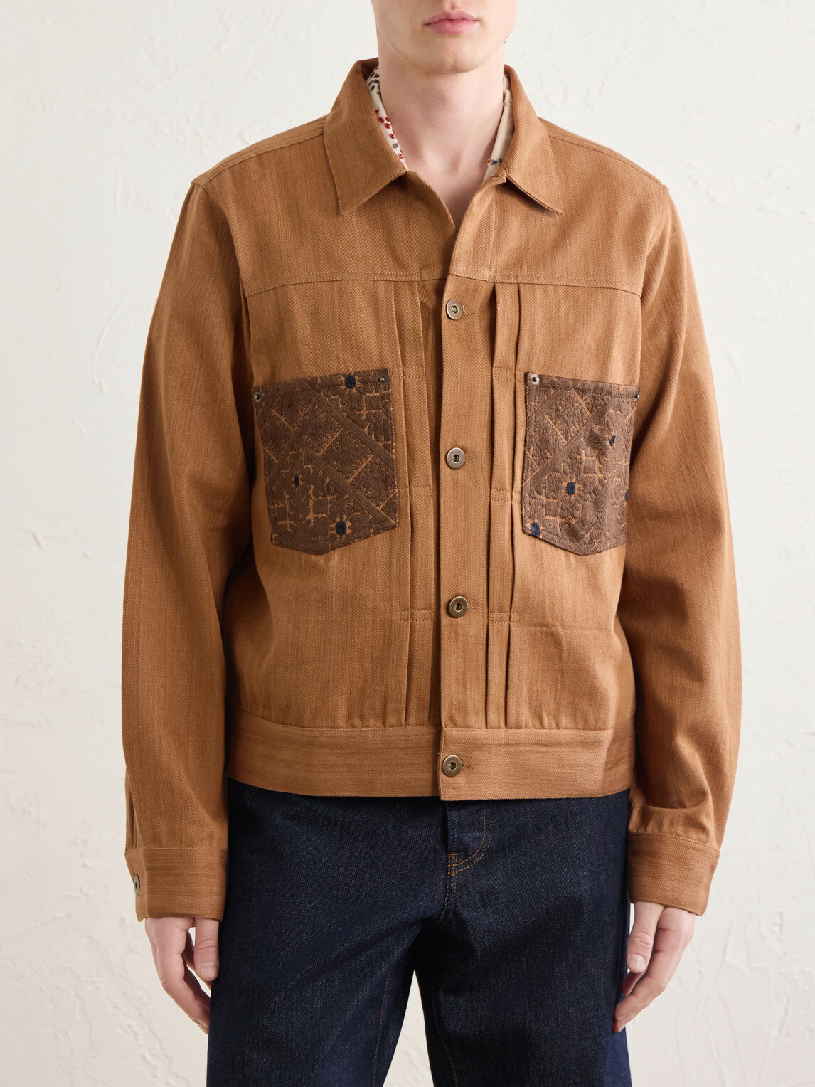Kardo - Marvin Cotton-Jacquard Trucker Jacket - Brown
